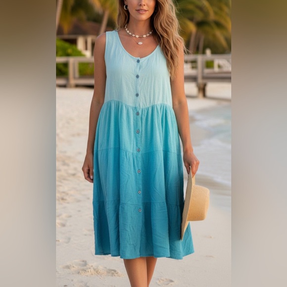 Dresses & Skirts - Argee blue womems maxidrees sz XL vacation Cruise Beach resortwear longwear